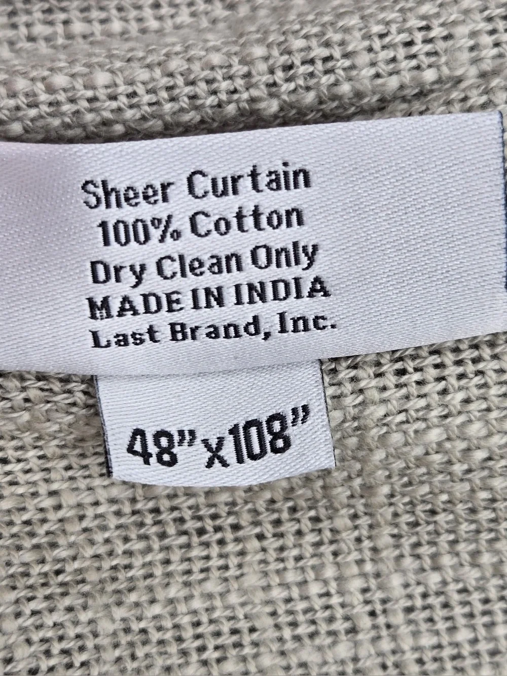NWT QUINCE Set Of 2 48x108 Cotton Sheer Curtains Grey 0719